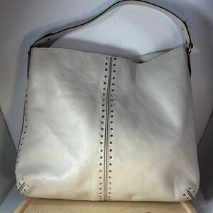 Michael Kors Studded Leather Hobo Cream Shoulder Bag